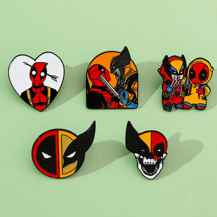 European and American Film and Television Characters Metal Badge Deadpool and Wolverine Alloy Oil Drop Brooch Superhero Pin Accessories