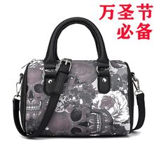 骷髅头枕头包2023秋冬新款欧美时尚彩印手提单肩斜挎女包跨境现货