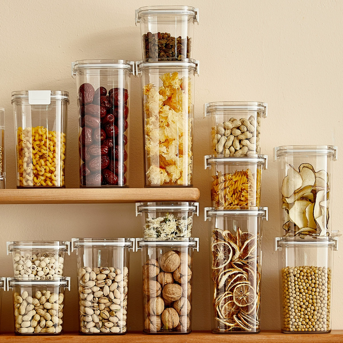 One-Click Vacuum Storage Container, Transparent Thick Plastic Square, 460–1800 ml, Pump Options