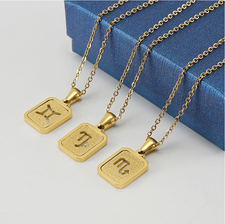 304 Stainless Steel Chain Material cable chain Chain Type Fashion Constellation Titanium Steel Necklace 1 Piece