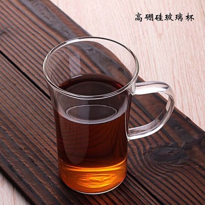 绿茶杯6个批发耐高温单层透明把手马克杯咖啡茶杯 玻璃杯子办公水