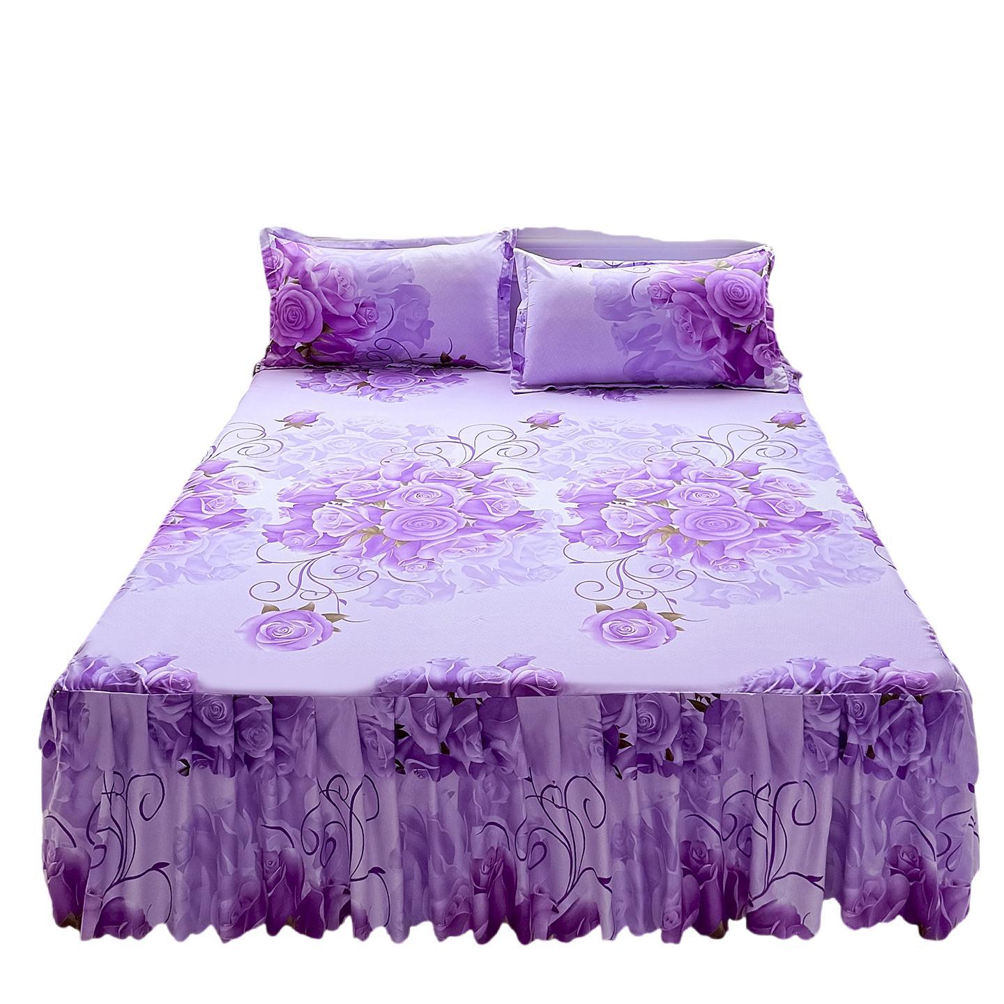 2026 princesa coreana vestido de cama antideslizante doble cubierta lateral cama de encaje cama de cama de gazebo vestido de cama de tres piezas image 5
