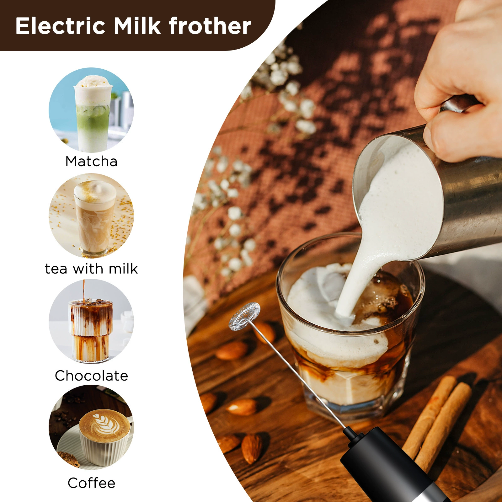 Electric handheld breast pump, multifunctional coffee mixing stick