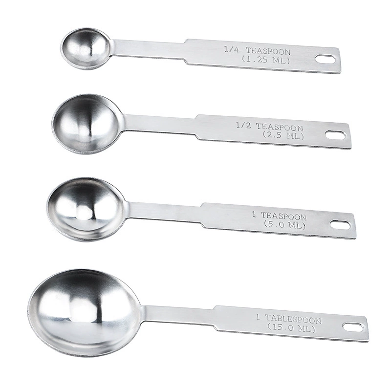 Stainless steel measuring spoons set of 4, coffee spoons with measurement scales, kitchen baking seasoning tools