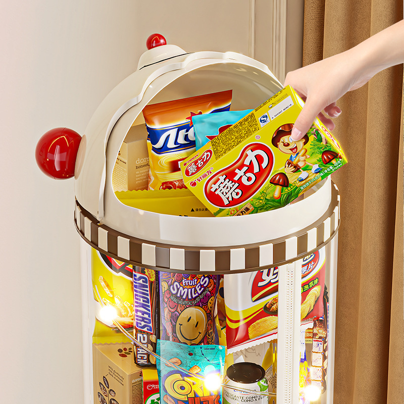 スナック人形収納バケツジッパー付き輪透明かわいい趣味笑顔ライト付き整理保存神器大容量|undefined