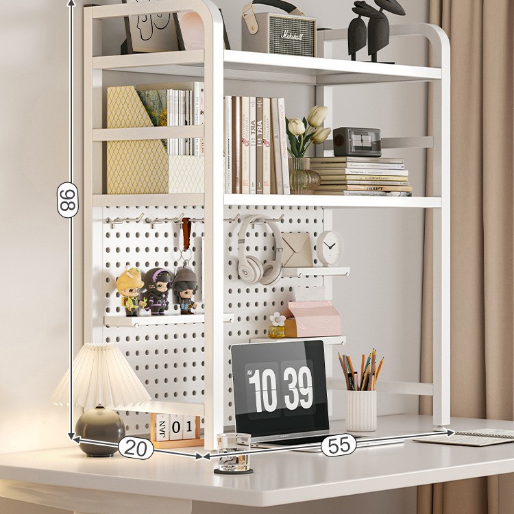 Agujero de escritorio tablero de hierro estantería escritorio rack de almacenamiento dormitorio estante de almacenamiento en capas escritorio hogar organizador rack