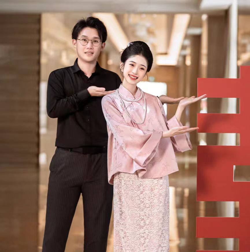 New Chinese Cheongsam suit Morning Dress Bride Morning Dress Women's Two-piece Pink National Style Toast Dress Daily