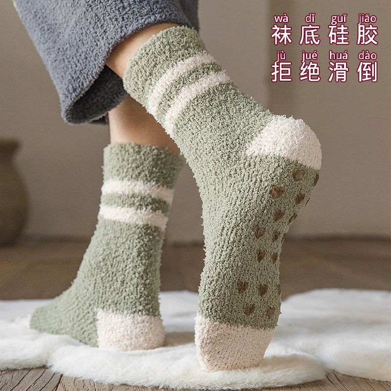 Coral velvet demi-season winter keep warm socks