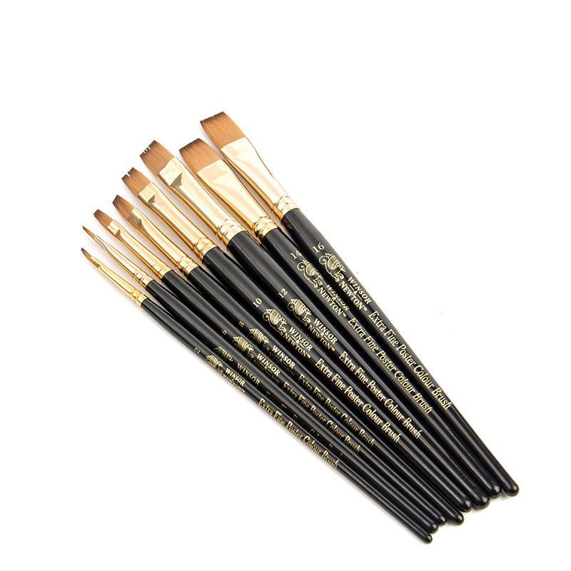 Windsor Newton Black Swan Watercolor Brush Nylon Round Head / Flat Head Black Short Strip Acrylic Brush Watercolor Brush