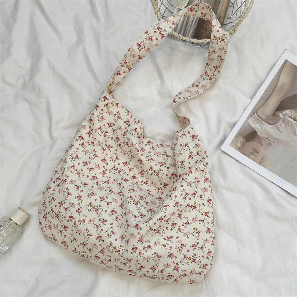 Zomerse splicing bloementas, dames casual onderarm tas, schoudertas voor woon-werkverkeer, canvas tas_voghion.com