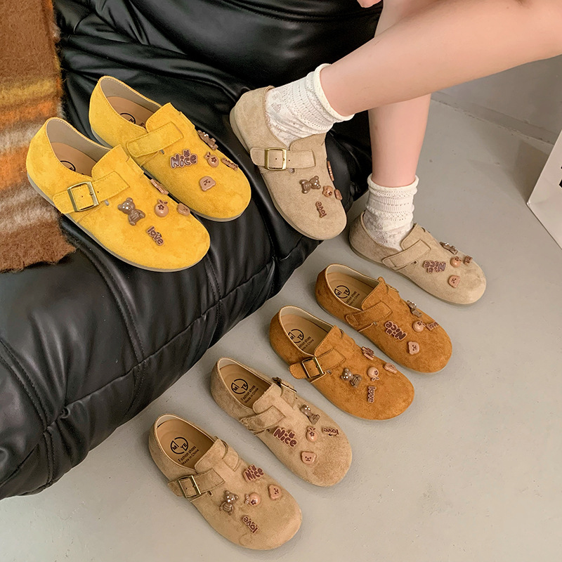 25新款春季女单鞋厚底增高休闲百搭勃肯鞋超轻底绒面复古可爱单鞋|undefined
