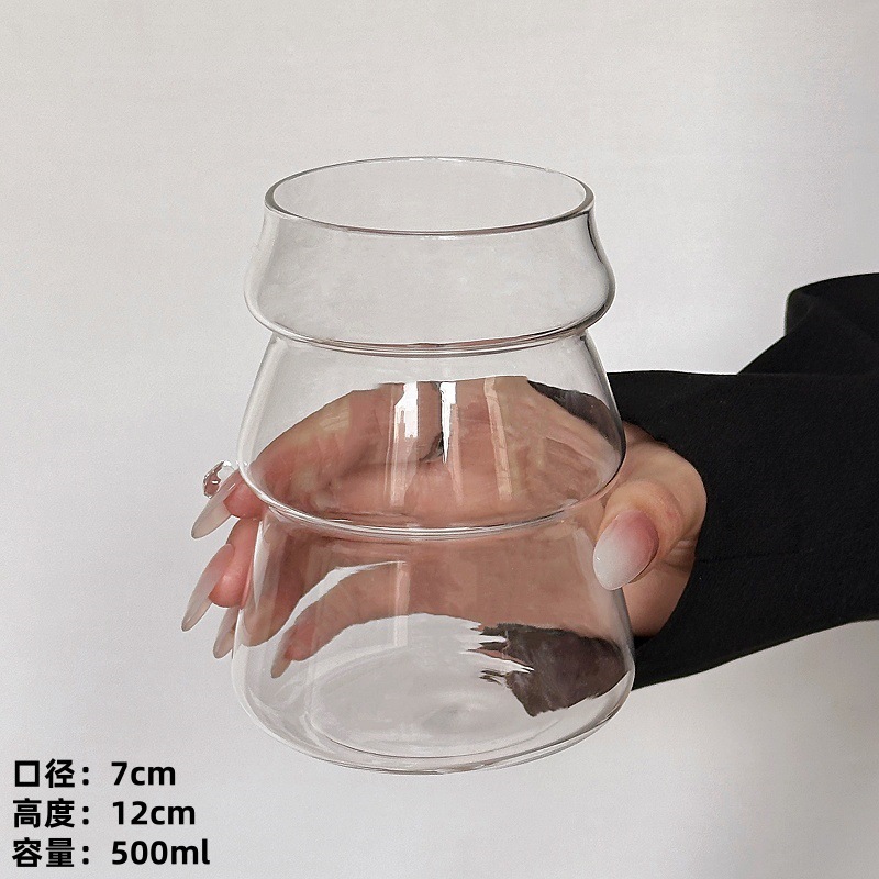 Niche retro vertical taza de cristal de árbol de Navidad taza de café taza de jugo taza de bebida fría con paja