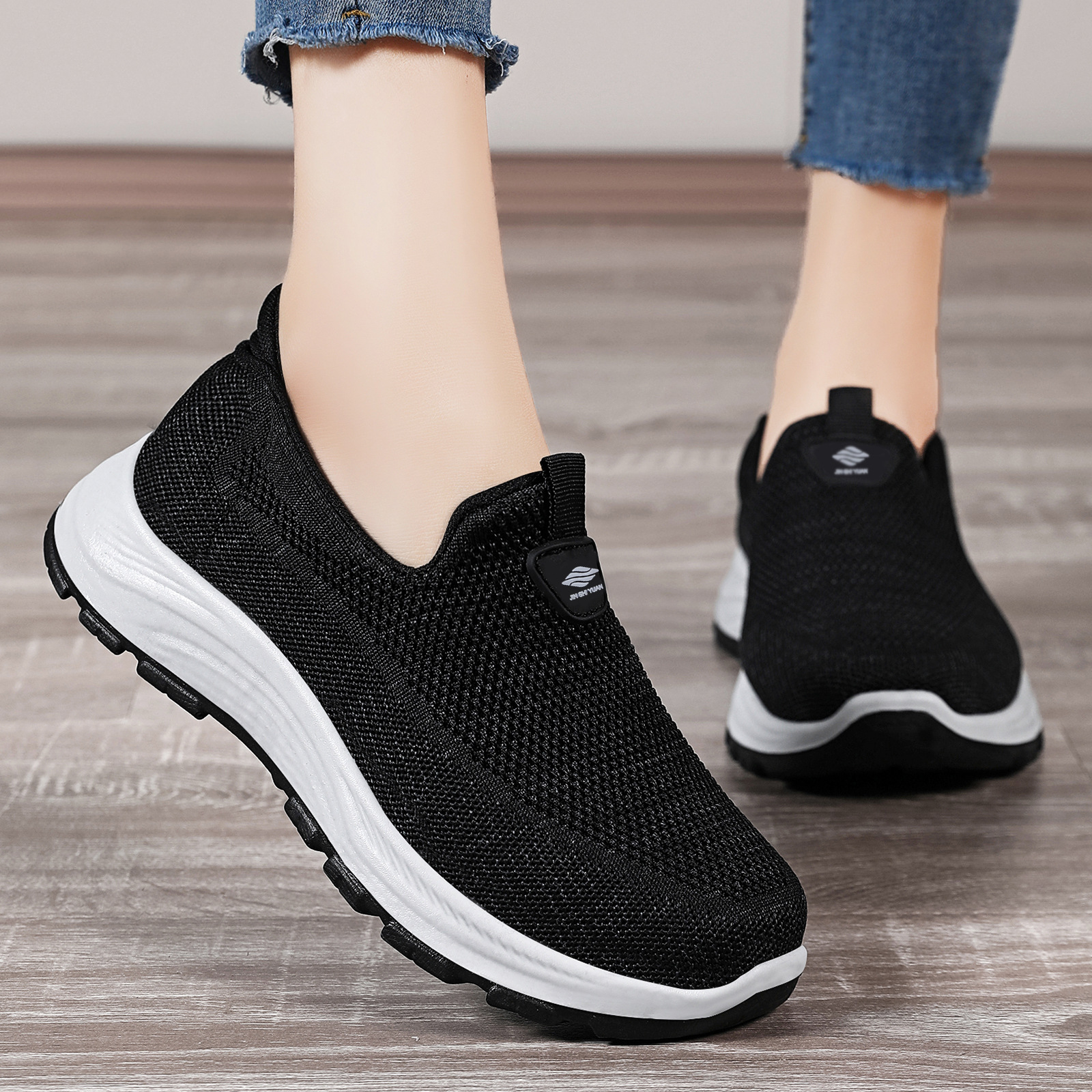 Zapatos de mujer zapatos de poliuretano zapatos casuales cómodos zapatos de caminata ligeros transpirables zapatos de tela de vuelo zapatos casuales con suela suave