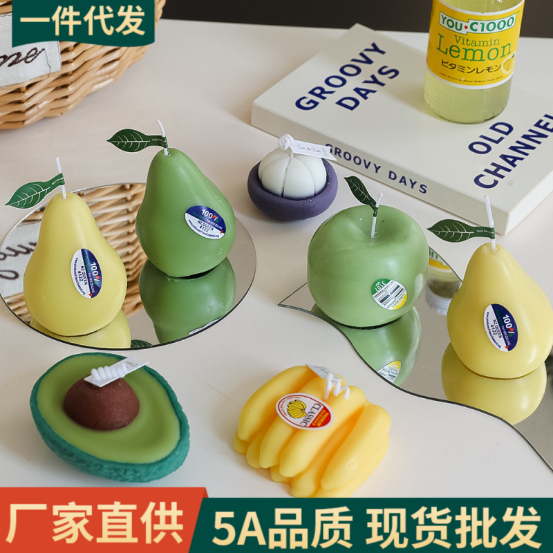 Mayorista inswind vela de fruta aromática artesanal creativa regalo de mano simulación de aroma de plátano vela de estilo