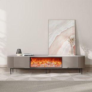 Modern Floor Rock Board Electronic Fireplace TV Cabinet 3D Simulation Flame False Fire Embedded Stove Decorative Floor Counter