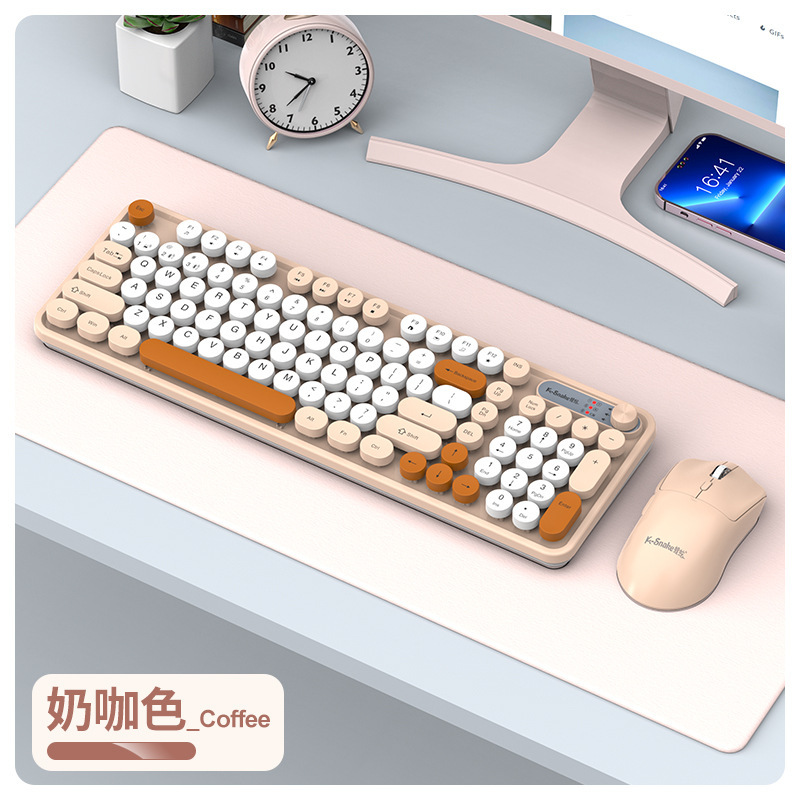 蝰蛇WK300双模无线蓝牙键盘鼠标朋克键帽台式电脑笔记本女生键盘|undefined