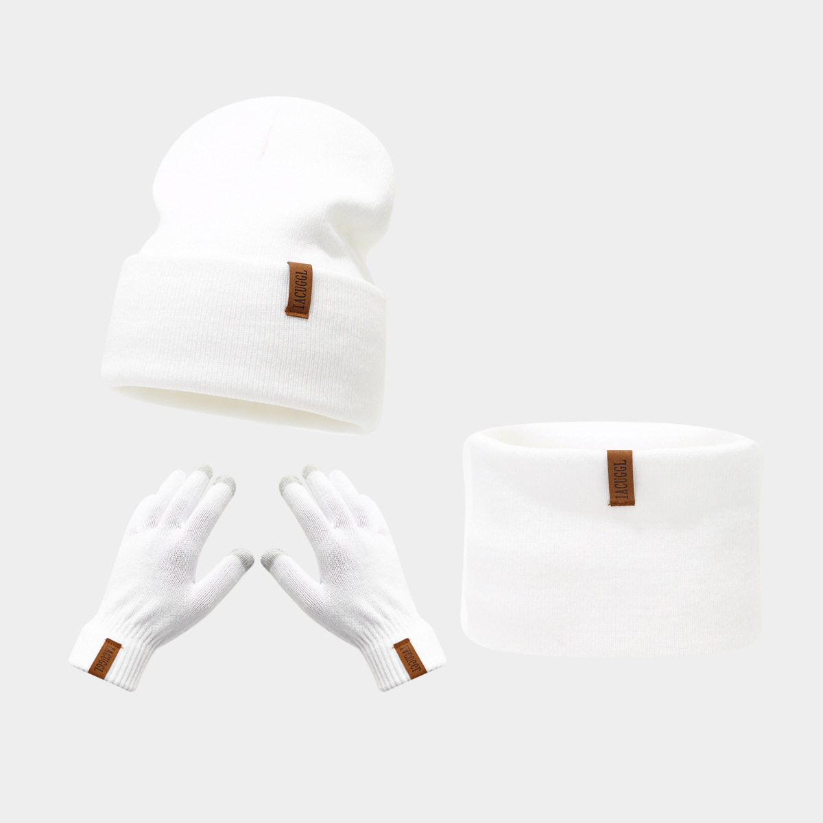 Winter Strickset Für Damen Und Herren Mit Lederpatch Mütze Schal_voghion.com