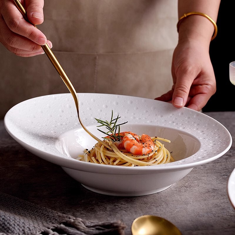 French Soup Plate, High-end Creative Hotel Straw Hat Plate, Western Soup Plate, Pasta Plate, Deep Plate, White Western Food Plate
