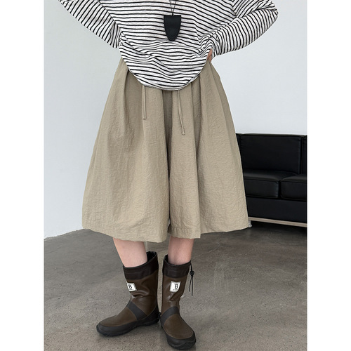 Luxe Relaxed Wide-Leg Casual Pants for Women - Summer New Arrival, Elastic Drawstring High-Waist Slimming A-Line Trouser Skirts - Item 0876