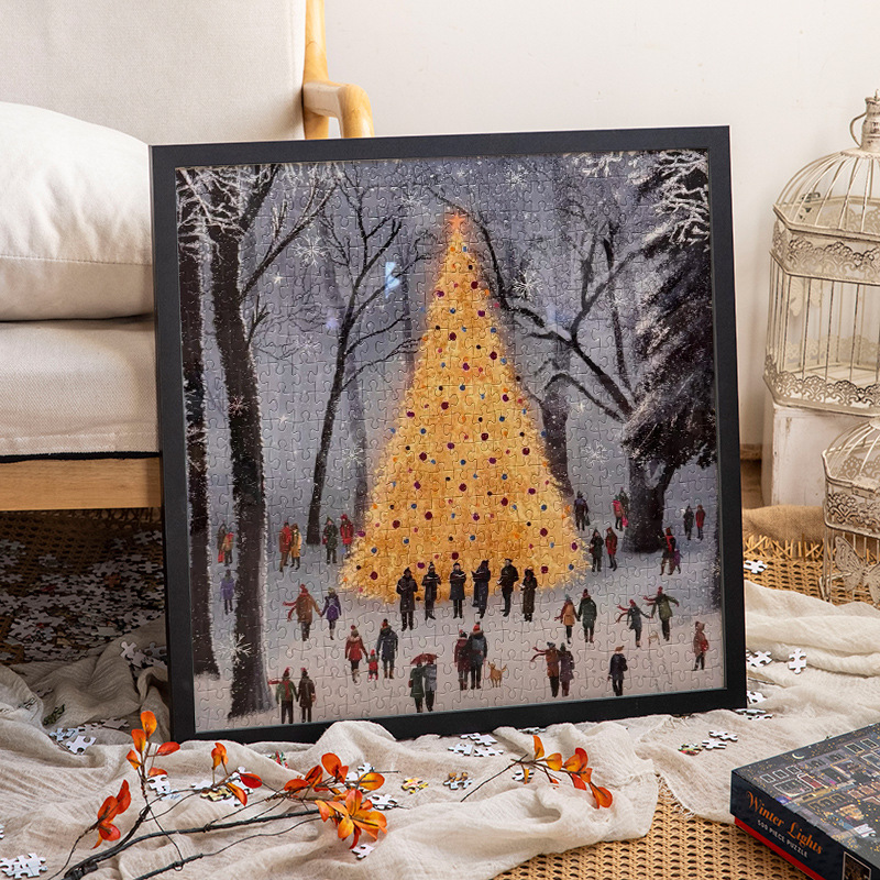 Christmas Winter Light Puzzle 500 Pieces with Gold Foil Galison Square 50.8X50.8 Photo Frame Wall Hanging Picture Frame Christmas Winter Light Puzzle 500 Pieces with Gold Foil Galison Square 50.8X50.8 Photo Frame Wall Hanging Picture Frame