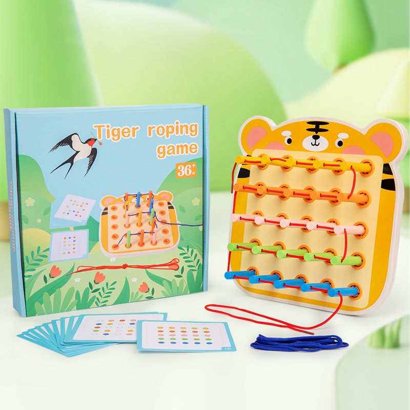 Tablero de roscado de animales, clase pequeña y media de jardín de infantes, material de área de rompecabezas, educación temprana, entrenamiento de movimiento fino, juguetes sensorial