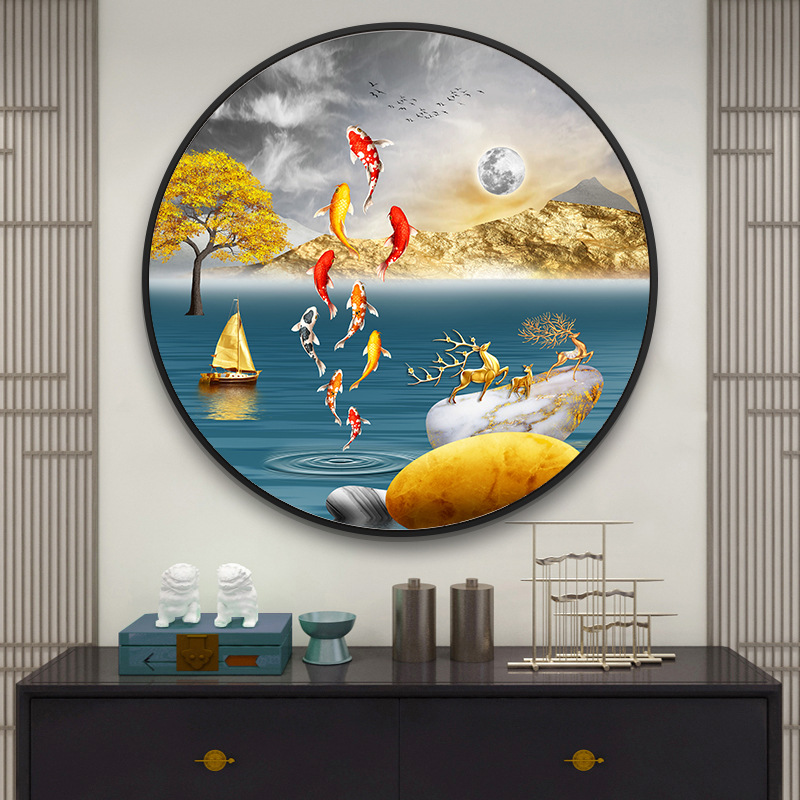 Nueve peces cuadros redondos porche pinturas decorativas lujosas pasillo fantasía pasillo comedor pinturas colgadas fondo de sofá sala de estar