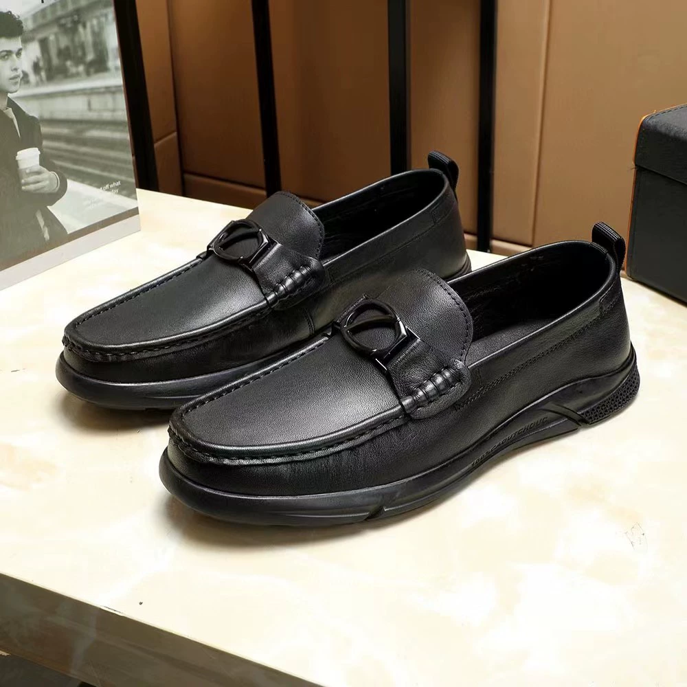 2023 Весенние новые туфли Doug, Мужская натуральная кожа, мягкая кожа, мягкая подошва, без шнуровки, легкая универсальная повседневная обувь для вождения