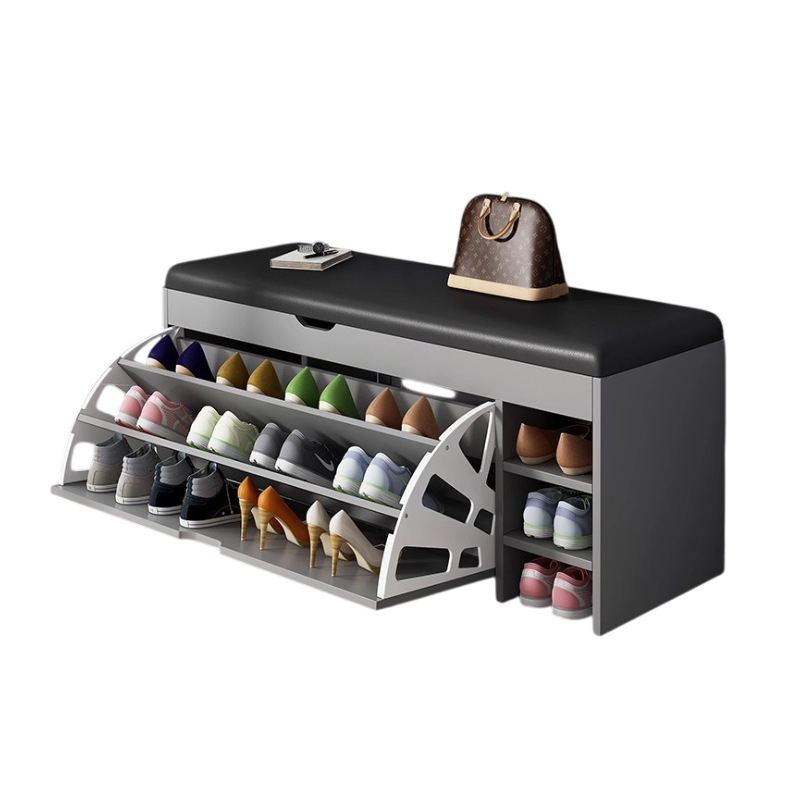 Estante de zapatos multicapa puerta doméstica alquiler sala de alquiler pequeño taburete de cambio de zapatos estrecho para el hogar simple a prueba de polvo cabinet de zapatos