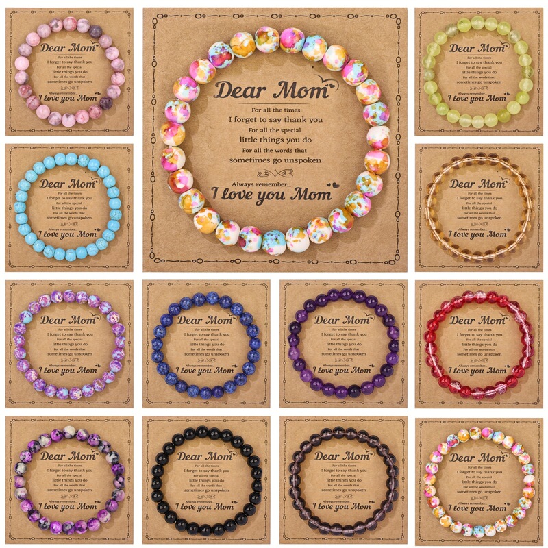 Amazon Cross-Border New Bracelet Literary Natural Stone Bracelet Mother Birthday Gift Dear Mom