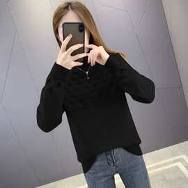 半高领毛衣女秋冬新款宽松外穿百搭内搭针织打底衫杏色驼色