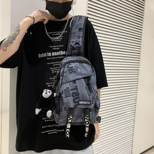New breast bag letters fashion street trend large capacity multifunctional canvas one-shoulder crossbody women's bag waist bag