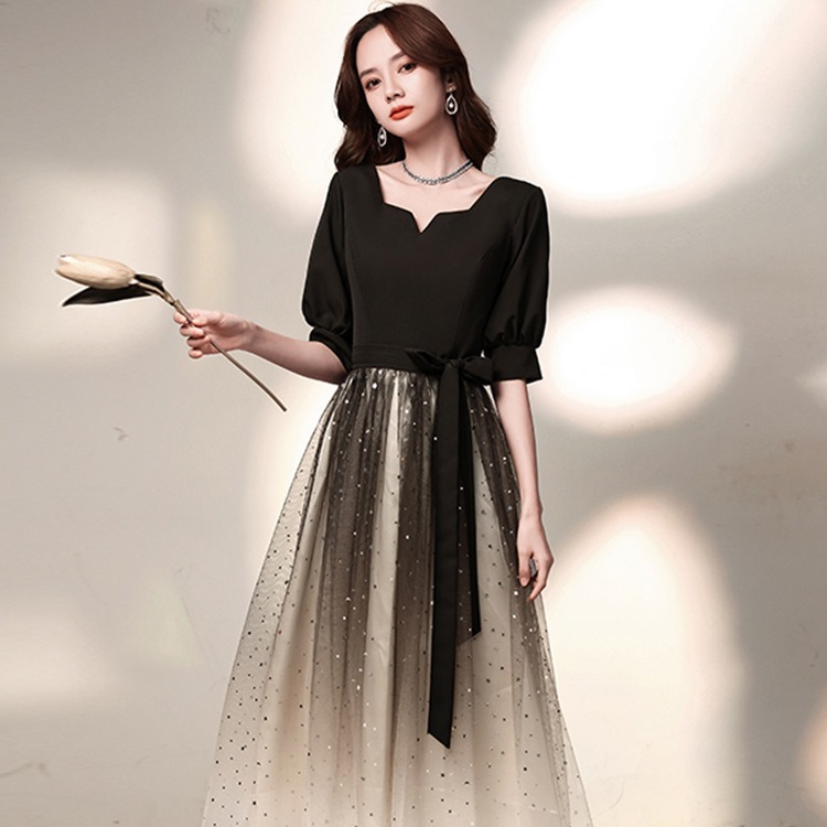合唱礼服裙2026新款主持人服装气质大合唱团演出服女成人渐变长款