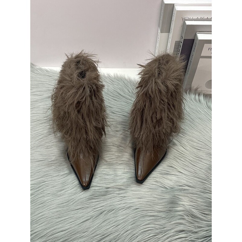 French-Style Fur-Lined Warm Fashion High-Heeled Boots for Women, New Autumn and Winter Pointed-Toe High Boots French-Style Fur-Lined Warm Fashion High-Heeled Boots for Women, New Autumn and Winter Pointed-Toe High Boots