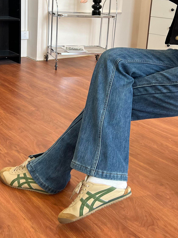胖mm开叉微辣喇牛仔裤女款秋大码弹力梨型身材粗腿宽胯巨显瘦裤子|undefined