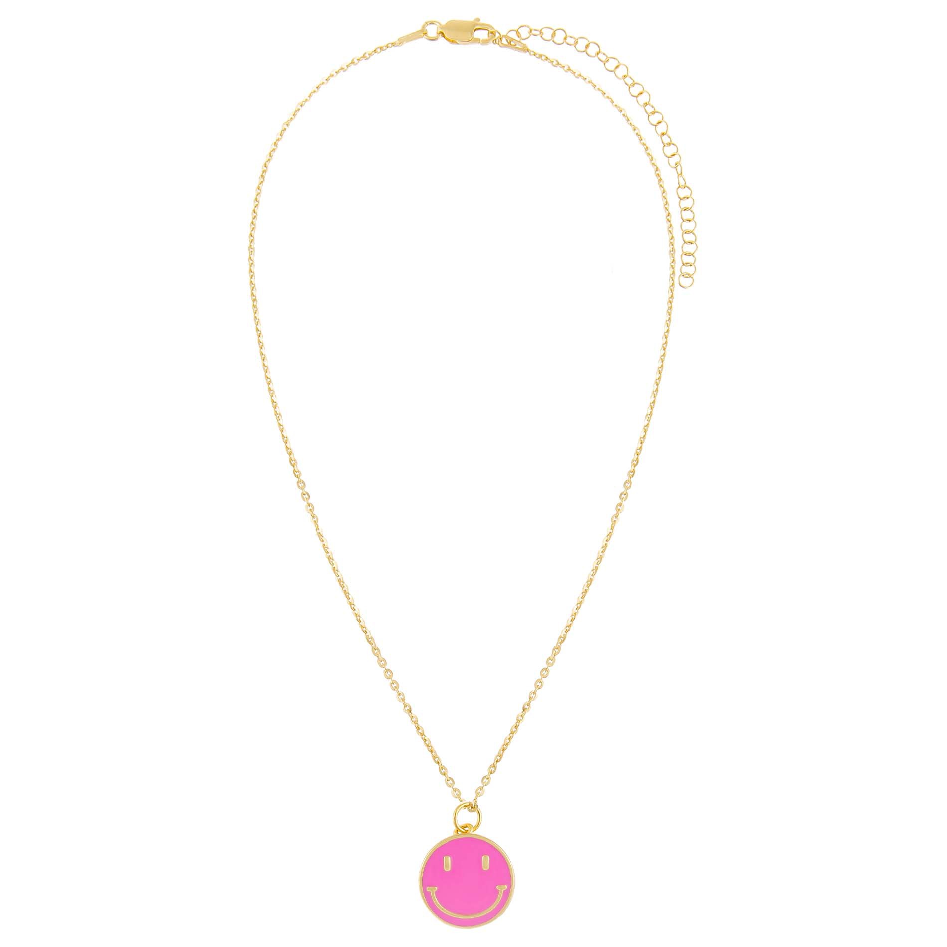 Summer New Smiley Face Copper Necklace 18K Color Preserving Jewelry Dripping Oil Smiling Face Clavic