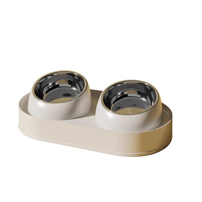 Transfronterizo a prueba de fugas de cerámica doble tazón perro tazón de alimentación de acero inoxidable gato tazón de fuente de comida para mascotas suministros de peluche