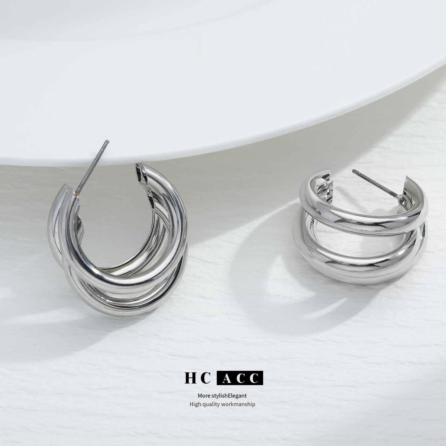 vintage-metal-earrings-three-layer-small-round-tube-niche-design-sense-c--shape-womens-high-sense-fashion-commuter-ear-jewelry