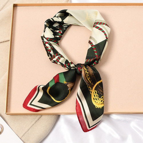 New high-end silk scarf 70cm small square scarf for women, versatile spring and autumn style, fashionable summer style, thin shirt