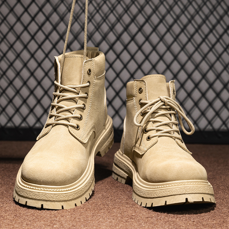 秋季马丁靴男高帮工装潮男沙漠作战美式伞兵战术登山磨砂短靴