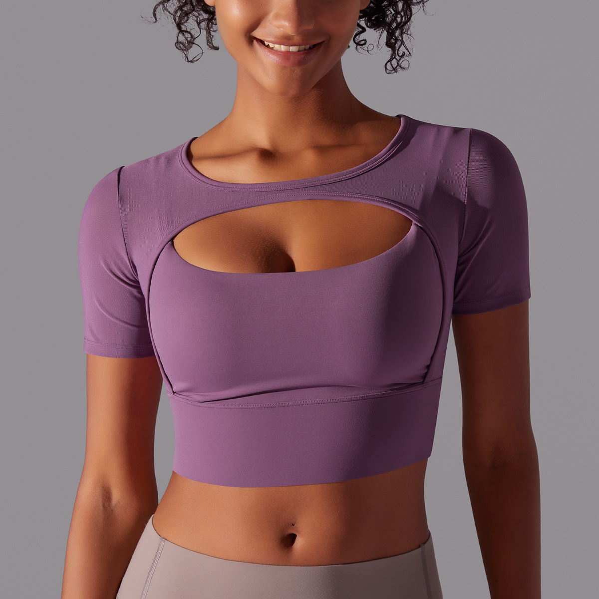 182g Weight Short Sleeve Sleeve Length Pullovers Placket Type Nylon, Spandex Fabric Type Short Top Length T-shirt Tops Type Yoga, Sports Occasion Round Neck Neckline Solid Color Pattern Women Gender Hollow Out Craft Fitness Sport Style Solid Color Nylon Spandex Round Neck Hollow Out Active Tops T-shirt 48