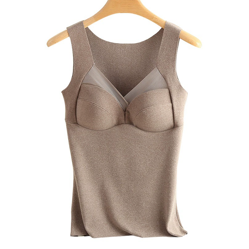 Осень и зима Новый бесшовный бархатный тепловой жилет шлифовальный интегрированный фиксированный нагрудный коврик тонкий базовый теплый жилет