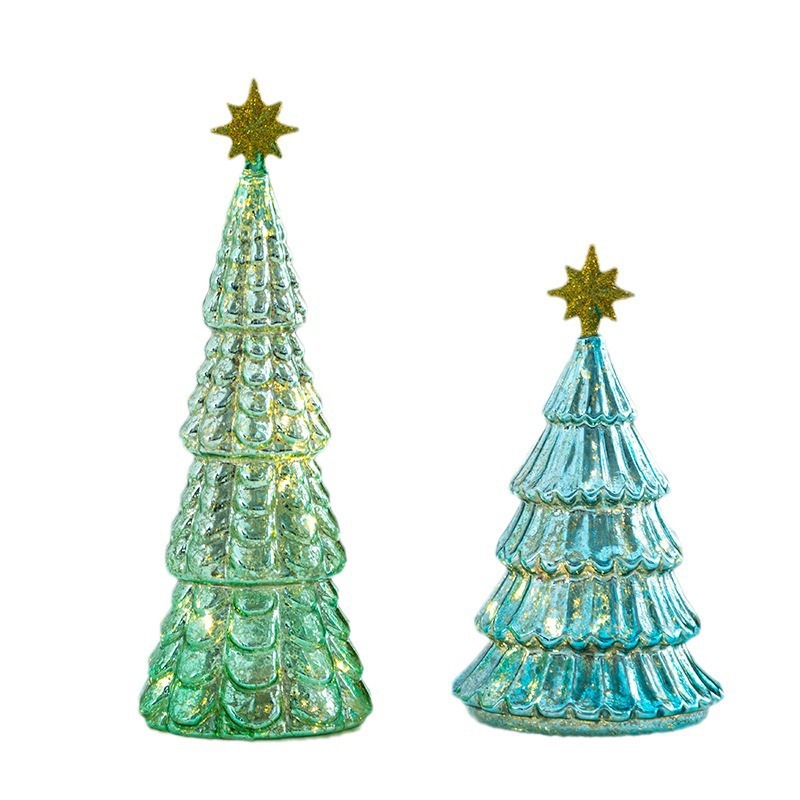 Adornos de árbol de Navidad de cristal, decoración de escenas navideñas, luces nocturnas luminosas para el hogar, decoración de accesorios