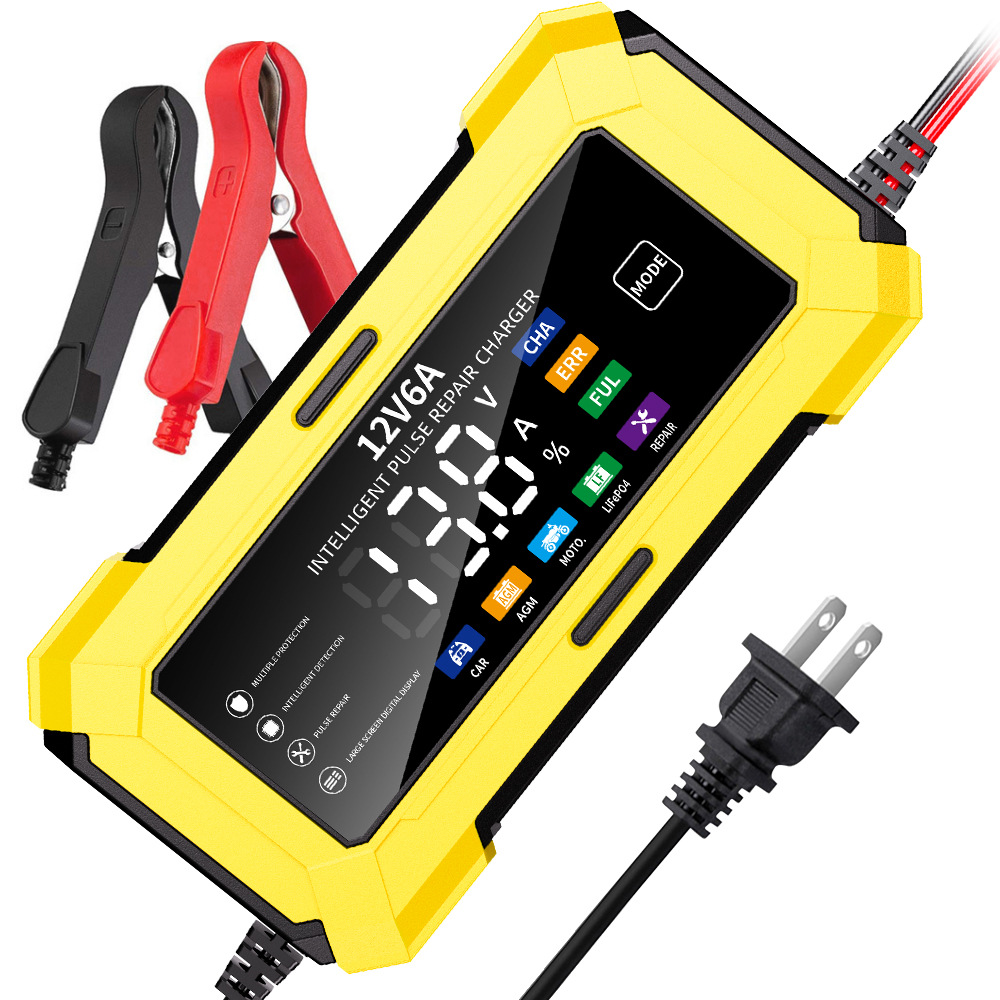 12V6A 摩托车汽车电瓶充电器 Lifepo4 14.6V/AGM/GEL锂电池充电器