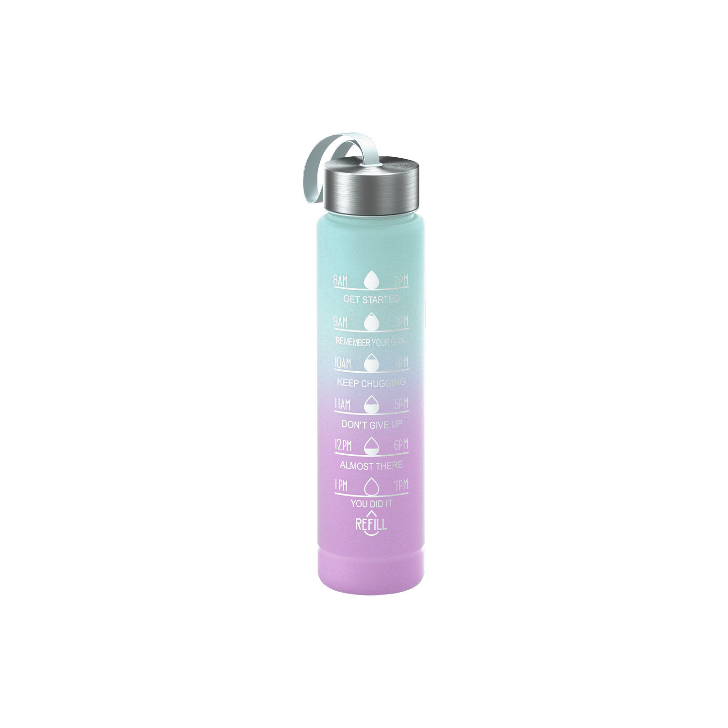 Taza de agua de tres piezas taza de paja de gran capacidad taza de agua de color degradado espacio deportivo olla taza de agua de plástico esmerilado con escala