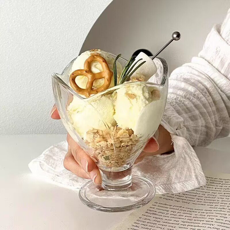 Inswind taza de helado Tulip taza de helado pétalos taza de helado postre taza de yogur taza de vidrio pudín taza