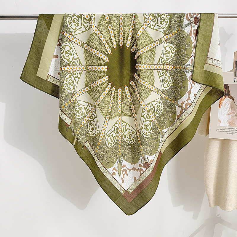 Vintage nicho nacional de estilo impresión bufandas de seda 90 personajes bufandas de seda cuadrada damas viajan con bufandas de seda de alta calidad