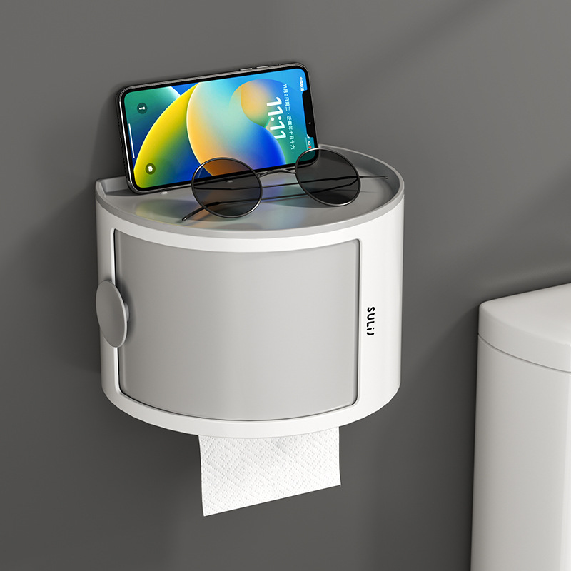 防水トイレティッシュボックストイレットトイレットボックス穴なしシェルフ壁掛け式浴室ティッシュボックスロール紙ボックス|undefined