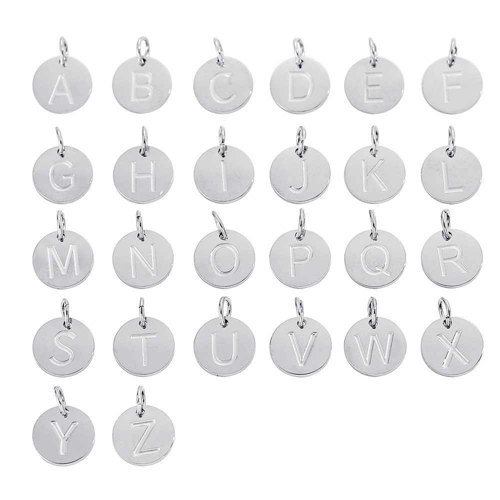 2g Weight Pendant Jewelry Making Type DIY Ornament Accessories Classification 1 Piece, 1 Set Quantity 304 Stainless Steel Material Letter Pattern All Seasons Season Plating Design Basic, Simple Style, Classic Style Style 1 Piece 1 Set 304 Stainless Steel Letter Pendant DIY Ornament Accessories 3