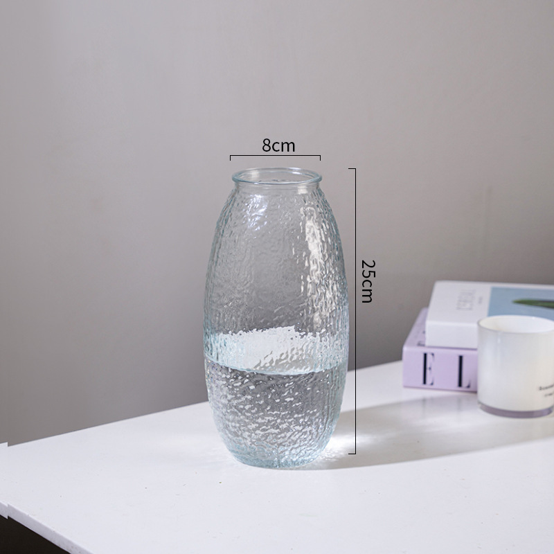 Vintage gran jarrón de vidrio de lujo ligero agua transparente dragón sauce caballo borracho adornos de madera sala de estar flor floral gran jarrón