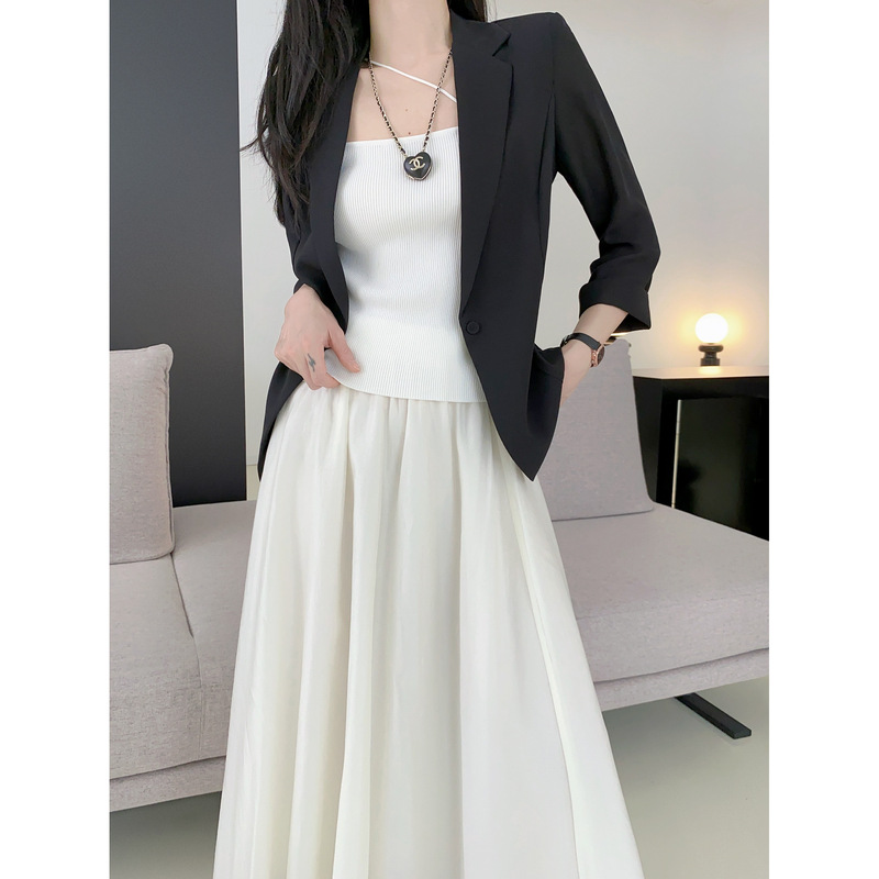 [Special] Korean Style Spring and Summer Lightweight Messy Chiffon Shoulder Pads Slim Fit Petite Suit Casual Jacket Spring Style